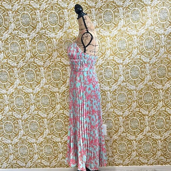 NWT AMUR Beckett Midi Pleated Dress in Miami Sky Botanical Rainforest size 0 - Picture 8 of 12